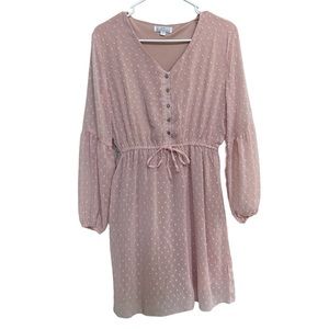 FINAL SALE ✨  Valentines Womens Medium Textured Pink Long sleeve dress